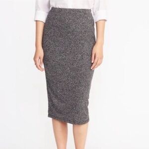 Old Navy Sweater Knit Heather Gray Lined Pencil Skirt Sz M